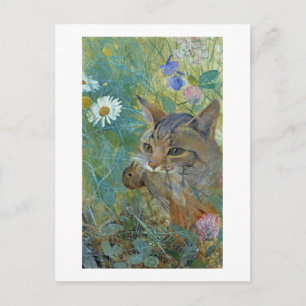 Cat Caught a Bird, Bruno Liljefors Postcard