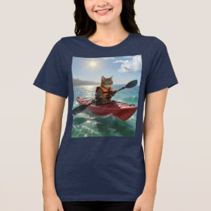 cat cayak Tri-Blend shirt