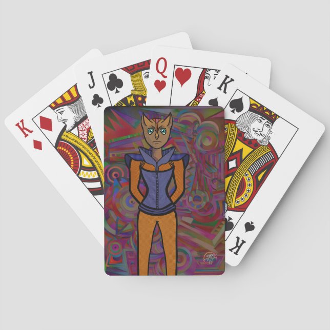 Cat character Luggage Tag Playing Cards (Back)