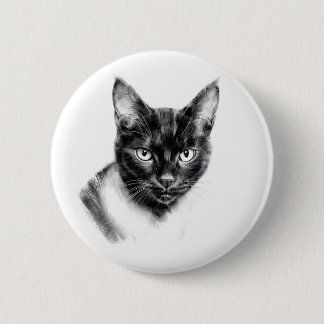 Cat Charcoal 6 Cm Round Badge
