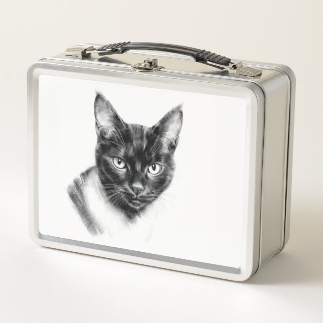 Cat Charcoal Metal Lunch Box (Front)