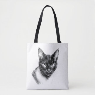 Cat Charcoal Tote Bag