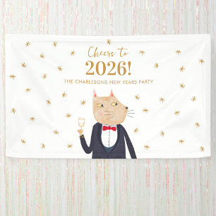 Cat Cheers to 2027 New Year Personalised Party Banner