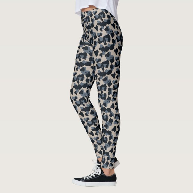Cat Cheetah Safari Camouflage Pastel Grey Pattern Leggings (Left)