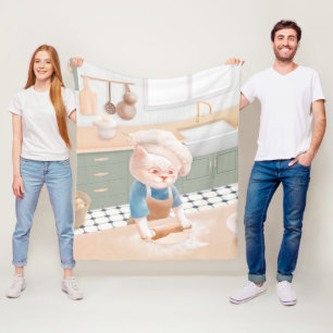 Cat Chef Baking in the Kitchen Fleece Blanket