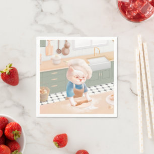 Cat Chef Baking in the Kitchen Napkin