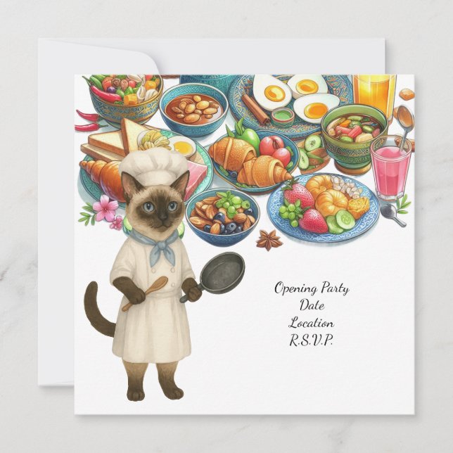 Cat Chef Cooking Party for Cat Lovers  Invitation (Front)