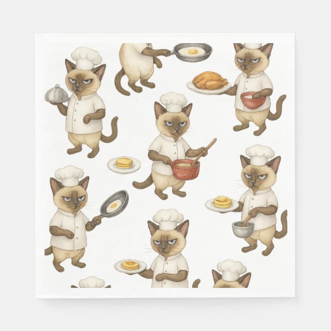 Cat Chef is cooking Breakfast  Napkin (Front)