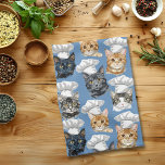 Cat Chefs Cooks Cute Pattern Tea Towel<br><div class="desc">This design may be personalised by choosing the Edit Design option. You may also transfer onto other items. Contact me at colorflowcreations@gmail.com or use the chat option at the top of the page if you wish to have this design on another product or need assistance with this design. I am...</div>