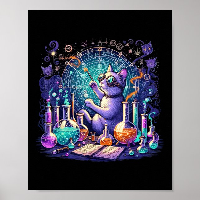 Cat Chemistry Science Lover Funny Chemist Student  Poster (Front)