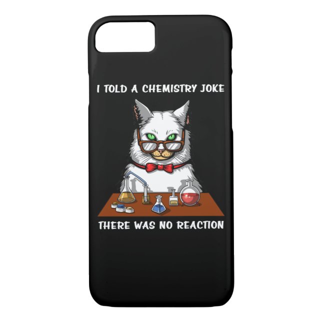 Cat Chemistry Teacher Funny No Reaction Joke Case-Mate iPhone Case (Back)