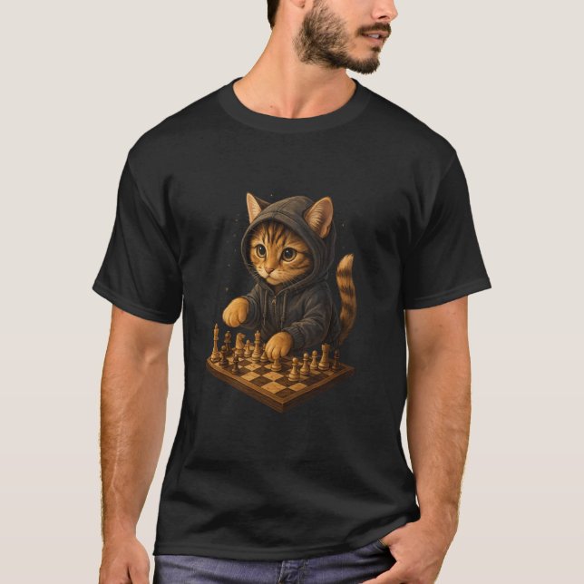Cat Chess Funny Strategy Game Cat Lover  T-Shirt (Front)