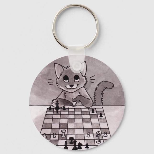 Cat Chess Keychain (Front)