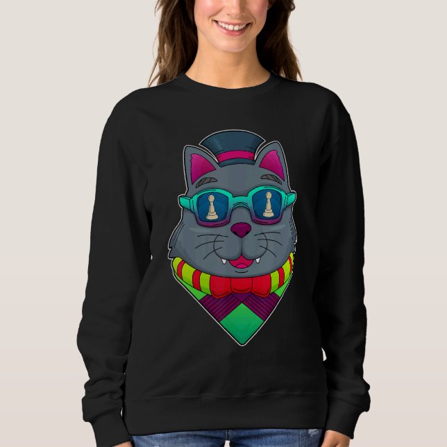 Cat Chess pieces Chess Board game Sweatshirt (Front)