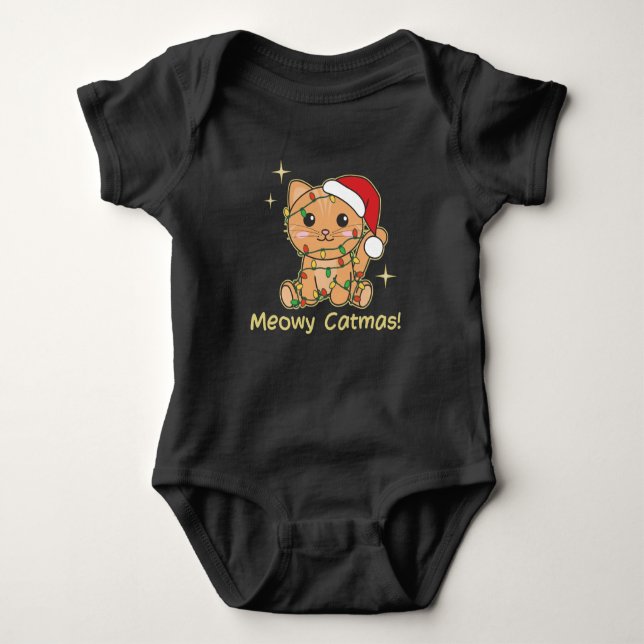 Cat Christmas Animals Cute Cats Meowy Catmas Baby Bodysuit (Front)