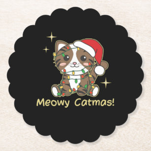 Cat Christmas Animals Cute Cats Meowy Catmas Paper Coaster