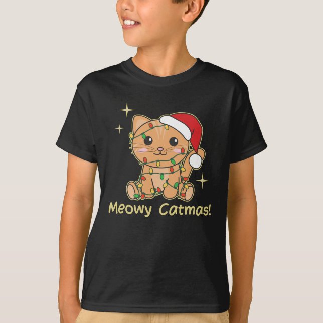 Cat Christmas Animals Cute Cats Meowy Catmas T-Shirt (Front)
