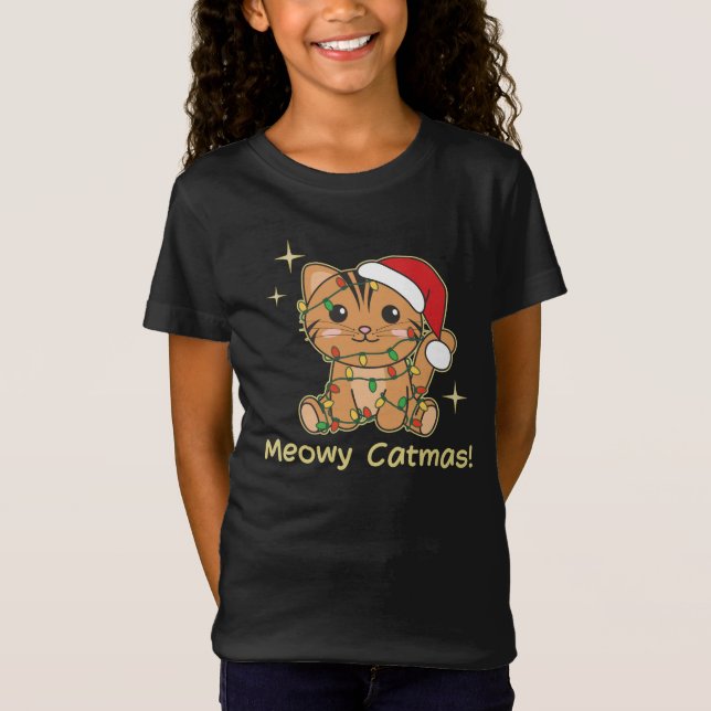 Cat Christmas Animals Cute Cats Meowy Catmas T-Shirt (Front)