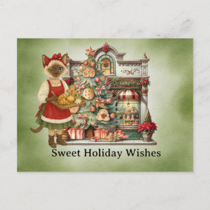 Cat Christmas Bakery for Cat Lovers Holiday Postcard