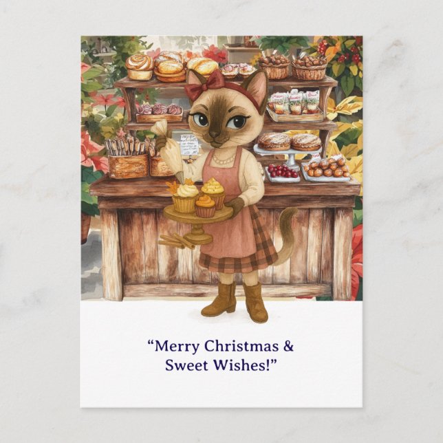 Cat Christmas Bakery themed for Cat lovers Postcard (Front)