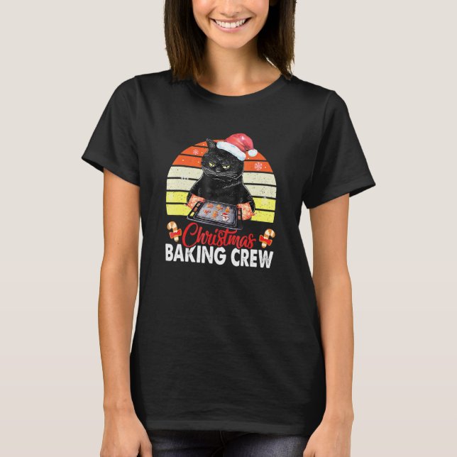 Cat Christmas Cookie Baking Creew Xmas T-Shirt (Front)