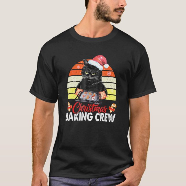 Cat Christmas Cookie Baking Creew Xmas T-Shirt (Front)