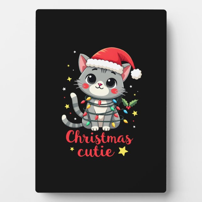 Cat Christmas Cutie Cats Christmas T-Shirt for Men Plaque (Front)