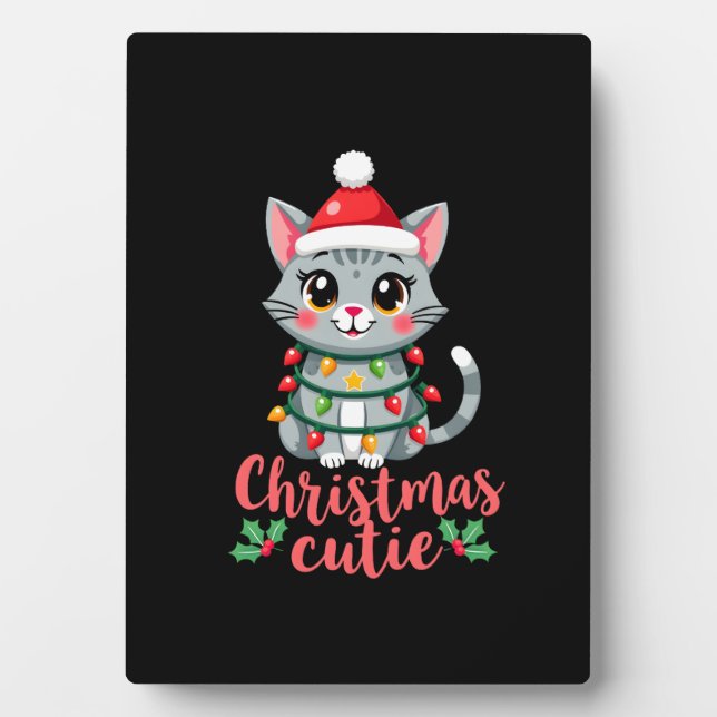 Cat Christmas Cutie Cats Christmas T-Shirt for Men Plaque (Front)
