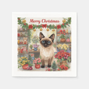 Cat Christmas flower arrangement by florist  Napkin