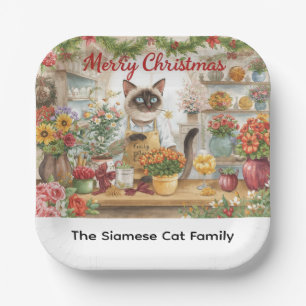 Cat Christmas flower arrangement by florist  Paper Plate