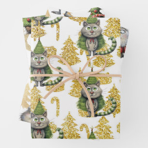 Cat Christmas for Cat Lovers Wrapping Paper Sheet