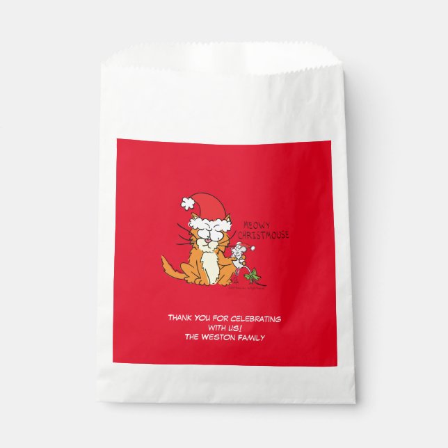 Cat  Christmas Funny Cartoon Cute Mouse Favour Bags (Front)