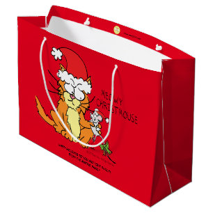 Cat Christmas Funny Cartoon Cute Mouse Large Gift Bag