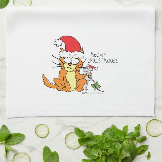 Cat Christmas Funny Tea Towel (Folded)