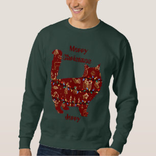 cat christmas gift, customise personalised name sweatshirt