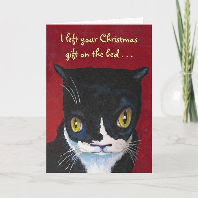 Cat Christmas Gift Holiday Card (Front)