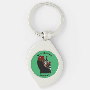 cat christmas gifts, personalized name key ring
