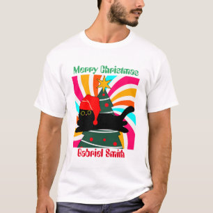 cat christmas gifts, personalized name   T-Shirt