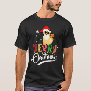 Cat Christmas Hat Christmas Lights Cute Cat Christ T-Shirt