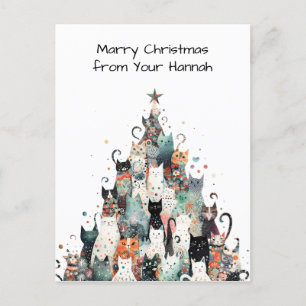 cat Christmas Holiday Postcard