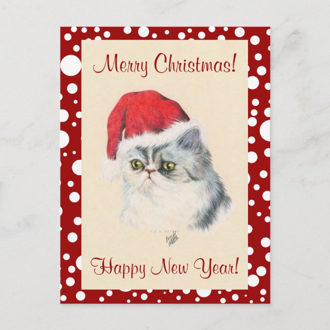 Cat Christmas Holiday Postcard (Front)