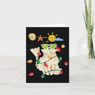 Cat Christmas In July Cool Kitten Pet Summer Tropi Card