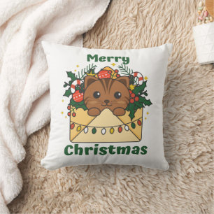 Cat Christmas Letter Winter Animals Cats Cushion