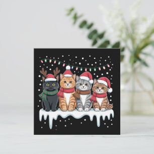 Cat Christmas Light Reindeer Santa Cat Lover Invitation