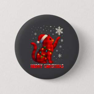 Cat Christmas Light Reindeer Santa Christmas Cat L 6 Cm Round Badge
