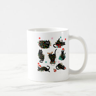 Cat Christmas Light Reindeer Santa Christmas Cat L Coffee Mug