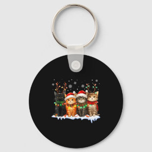 Cat Christmas Light Reindeer Santa Christmas Cat L Key Ring