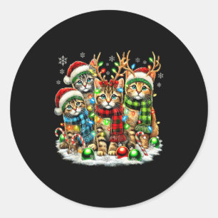 Cat Christmas Light Reindeer Santa Christmas Cats Classic Round Sticker
