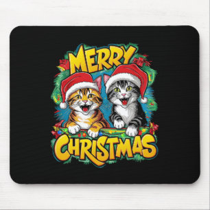 Cat Christmas Light Santa Christmas Cat Lover Mouse Pad