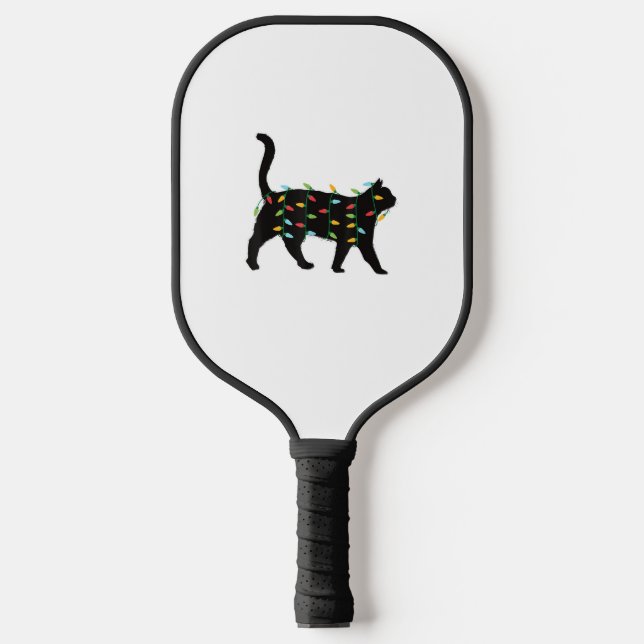 Cat Christmas Lights Christmas Gift for Animal Lov Pickleball Paddle (Front)